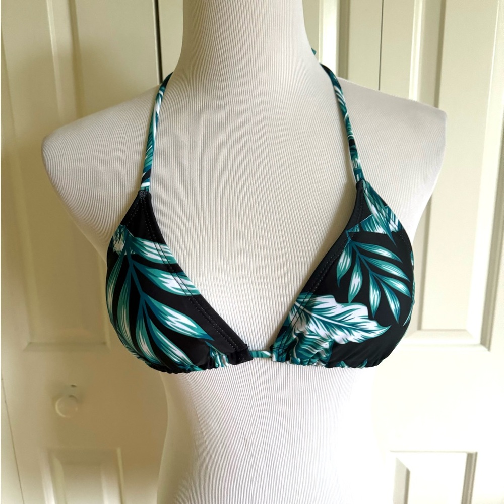 NEW Black/Green/White Triangle Bikini Top S NWOT
